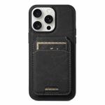 For iPhone 15 Pro Suteni H16 Litchi Texture Leather Detachable Wallet Back Phone Case(Black)