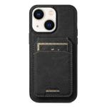 For iPhone 14 Suteni H16 Litchi Texture Leather Detachable Wallet Back Phone Case(Black)