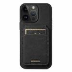 For iPhone 14 Pro Suteni H16 Litchi Texture Leather Detachable Wallet Back Phone Case(Black)