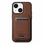 For iPhone 13 Suteni H16 Litchi Texture Leather Detachable Wallet Back Phone Case(Brown)