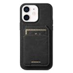 For iPhone 12  Suteni H16 Litchi Texture Leather Detachable Wallet Back Phone Case(Black)