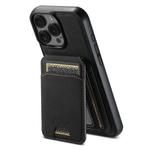 For iPhone 16 Pro Max Suteni H16 Litchi Texture Leather Detachable Wallet Back Phone Case(Black)