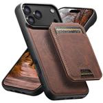 For iPhone 17 Pro Max Suteni H16 Litchi Texture Leather Detachable Wallet Back Phone Case(Brown)