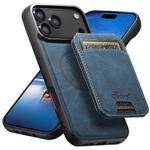 For iPhone 17 Pro Max Suteni H16 Litchi Texture Leather Detachable Wallet Back Phone Case(Blue)