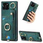 For Honor X6a Retro Skin-feel Ring Card Bag Phone Case with Hang Loop(Green)