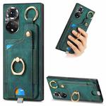 For Honor 50 Retro Skin-feel Ring Card Bag Phone Case with Hang Loop(Green)