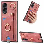 For Honor 90 Lite / X50i Retro Skin-feel Ring Card Bag Phone Case with Hang Loop(Pink)