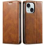 For iPhone 15 Suteni J02 Oil Wax Wallet Leather Phone Case(Brown)