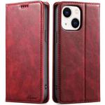 For iPhone 14 Plus Suteni J02 Oil Wax Wallet Leather Phone Case(Red)