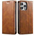 For iPhone 13 Pro Max Suteni J02 Oil Wax Wallet Leather Phone Case(Brown)