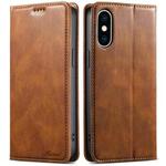 For iPhone XS Max Suteni J02 Oil Wax Wallet Leather Phone Case(Brown)
