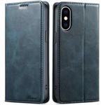 For iPhone XS Max Suteni J02 Oil Wax Wallet Leather Phone Case(Blue)