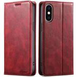 For iPhone X / XS Suteni J02 Oil Wax Wallet Leather Phone Case(Red)