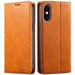 For iPhone X / XS Suteni J02 Oil Wax Wallet Leather Phone Case(Khaki)