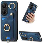 For Huawei nova 10 SE 4G Retro Skin-feel Ring Card Bag Phone Case with Hang Loop(Blue)