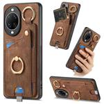 For Huawei nova 14 Pro Retro Skin-feel Ring Card Bag Phone Case with Hang Loop(Brown)