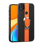For Xiaomi Redmi 9C Magnetic Litchi Leather Back Phone Case with Holder(Orange)