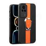 For Xiaomi Redmi K60E Magnetic Litchi Leather Back Phone Case with Holder(Orange)