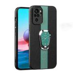 For Xiaomi Redmi Note 10 4G Magnetic Litchi Leather Back Phone Case with Holder(Green)