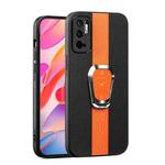 For Xiaomi Redmi Note 10 5G Magnetic Litchi Leather Back Phone Case with Holder(Orange)