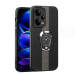 For Redmi Note 12 Pro 5G Global Magnetic Litchi Leather Back Phone Case with Holder(Black)