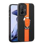 For Xiaomi Mi 11T / 11T Pro Magnetic Litchi Leather Back Phone Case with Holder(Orange)