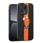 For Xiaomi 13 Magnetic Litchi Leather Back Phone Case with Holder(Orange)