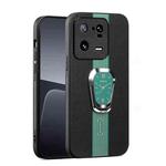 For Xiaomi 13 Pro Magnetic Litchi Leather Back Phone Case with Holder(Green)