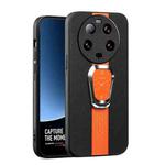 For Xiaomi 13 Ultra Magnetic Litchi Leather Back Phone Case with Holder(Orange)