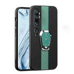 For Xiaomi Mi CC9 Pro Magnetic Litchi Leather Back Phone Case with Holder(Green)