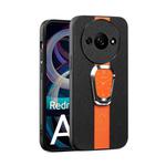 For Xiaomi Redmi A3 Magnetic Litchi Leather Back Phone Case with Holder(Orange)