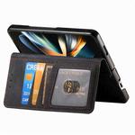 For Samsung Galaxy Z Fold4 Retro MagSafe Magnetic Zipper Wallet Leather Phone Case(Black)