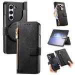 For Samsung Galaxy Z Fold6 5G Retro MagSafe Magnetic Zipper Wallet Leather Phone Case(Black)