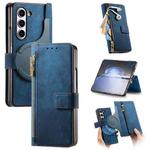 For Samsung Galaxy Z Fold6 5G Retro MagSafe Magnetic Zipper Wallet Leather Phone Case(Blue)