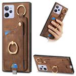 For Realme C31 Retro Skin-feel Ring Card Bag Phone Case with Hang Loop(Brown)