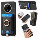 For Huawei Mate 70 Pro+ Retro Splitable Magnetic Card Bag Leather Phone Case(Black)