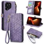 For Tecno Pova 5 4G Geometric Zipper Wallet Side Buckle Leather Phone Case(Purple)