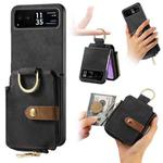 For Motorola Razr 40 Retro Skin-feel Ring Multi-card Wallet Phone Case(Black)