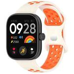 For Redmi Watch 4 Dual Color Perforated Silicone Watch Band(Starlight Orange)