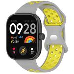 For Redmi Watch 4 Dual Color Perforated Silicone Watch Band(Gray Yellow)