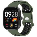 For Redmi Watch 4 Dual Color Perforated Silicone Watch Band(Olive Green Black)