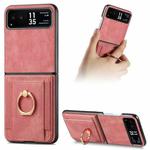 For Motorola Razr 40 Ultra Retro Skin-feel Ring Multi-card Wallet Phone Case(Pink)