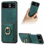 For Motorola Razr 40 Ultra Retro Skin-feel Ring Multi-card Wallet Phone Case(Green)