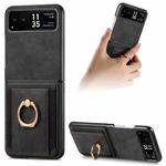 For Motorola Razr 40 Ultra Retro Skin-feel Ring Multi-card Wallet Phone Case(Black)