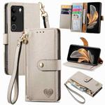 For vivo V29 5G Love Zipper Lanyard Leather Phone Case(Gray)