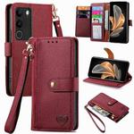 For vivo V29 5G Love Zipper Lanyard Leather Phone Case(Red)