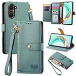 For vivo Y37 Love Zipper Lanyard Leather Phone Case(Green)