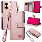 For vivo Y37 Pro Love Zipper Lanyard Leather Phone Case(Pink)