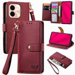 For vivo Y37 Pro Love Zipper Lanyard Leather Phone Case(Red)