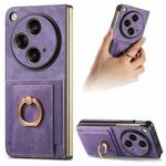 For OPPO Find N3 Retro Skin-feel Ring Multi-card Wallet Phone Case(Purple)